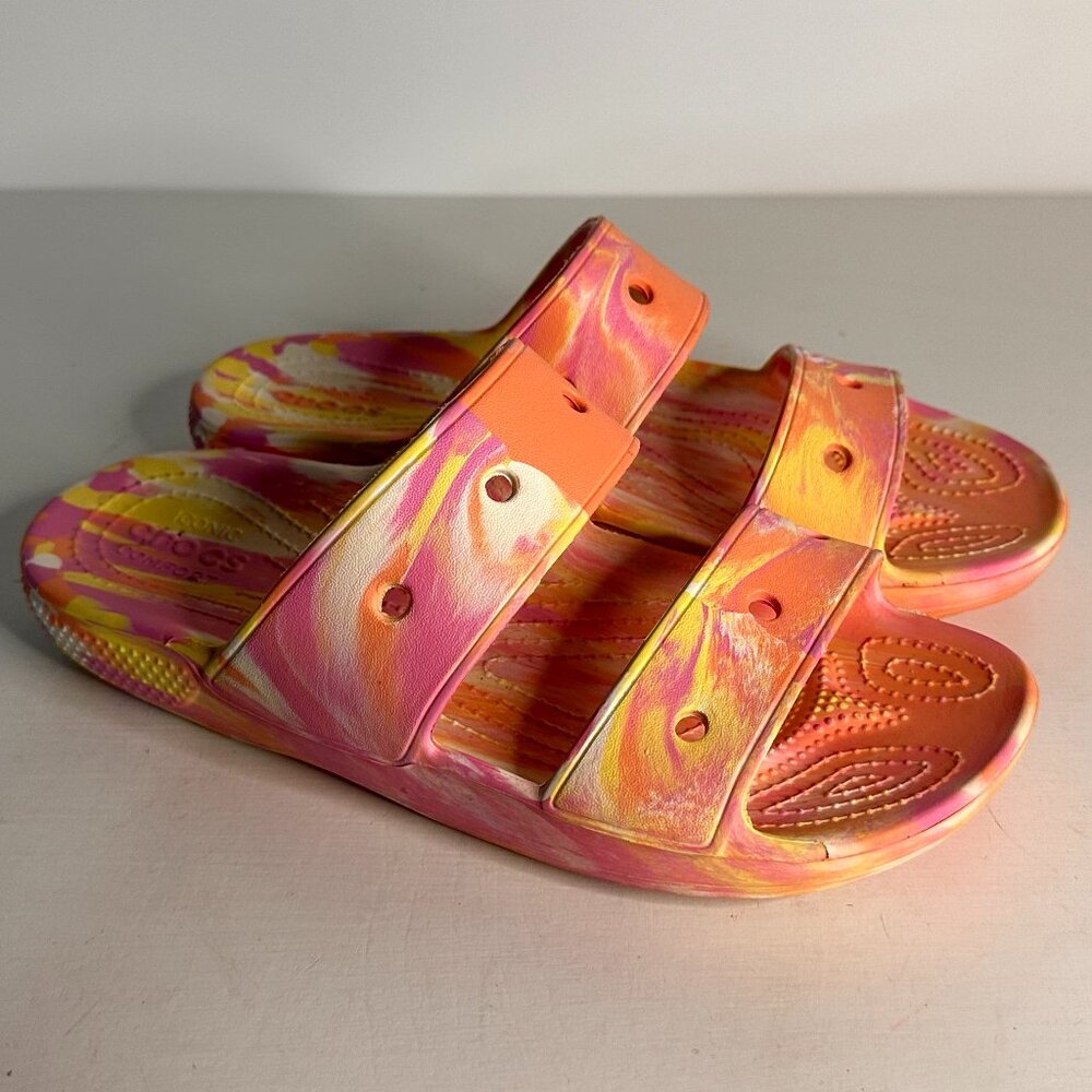 Crocs Iconic Comfort Mulit-Color Pastel Slide Sandals Women Size 9